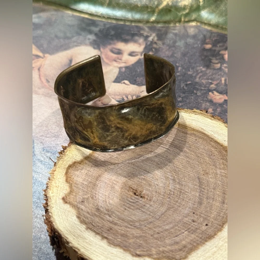 Vintage Mid-Century Brutalist‎ Brass Cuff Bracelet